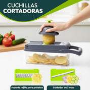 Mandolina 16 en 1: cortadora de verduras multifuncional con cuchillas intercambiables, rallador, rebanadora y cortadora de dados.