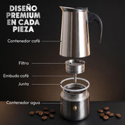 Cafetera Italiana Induccion Espresso Acero Inoxidable 9 Tazas