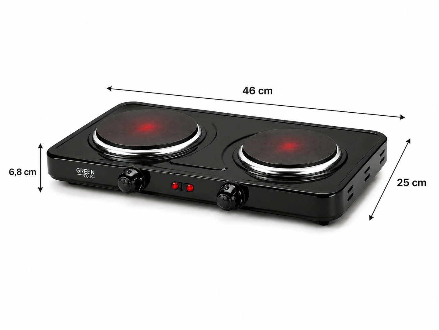 Hornillo Electrico 2 Fuegos | Placa Cocina Electrica 5 Niveles de Temperatura | Cocina Portatil 46x25x6,8cm | Placa para Camping