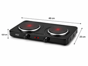 Hornillo Electrico 2 Fuegos | Placa Cocina Electrica 5 Niveles de Temperatura | Cocina Portatil 46x25x6,8cm | Placa para Camping