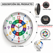 Reloj de Pared Educativo para Niños | Reloj Infantil para Aprender a Leer la Hora