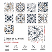 Adhesivos para azulejos de baño y cocina, 10 unidades, 20x20 cm - Mosaico de azulejos de PVC impermeable para decoración de paredes.