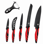 SWISS EXCELLENCE - Juego Set de Cuchillos de Cocina, Conjunto de Cuchillos Profesionales, 5 Cuchillos de Acero Inoxidable y 1 Cuchillo Pelador de Verduras.