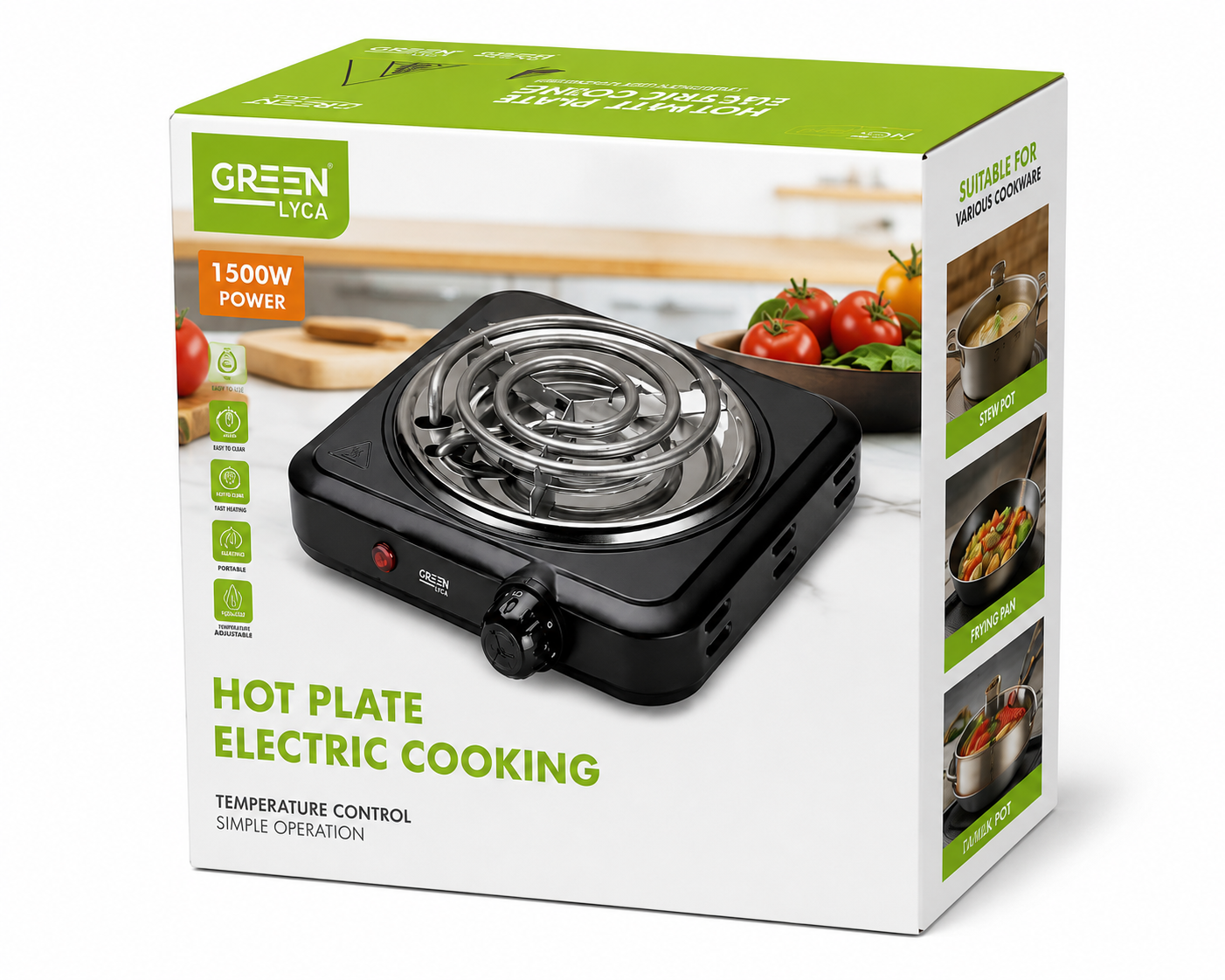 Hornillo eléctrico 1 placa 1500w - Lyca