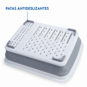 SAMMART - Escurridor de platos plegable de 8.5 l (2.2 galones) con boquilla giratoria, estante de secado plegable, bandeja de almacenamiento de cocina que ahorra espacio (1, gris)