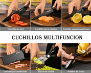 LIEKY | Juego de Cuchillos de Cocina de Acero Inoxidable (6 Piezas) | Set Completo con Mangos Ergonómicos Antideslizantes