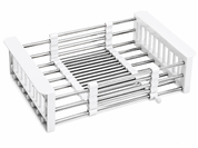 Escurridor de fregadero extensible de acero inoxidable, gris, ajustable de 29 a 44 cm