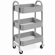 MIKO-MIKA | Carro móvil, Carrito de Almacenamiento de 3 Niveles, Marco de Acero, con Mango, 2 Frenos, Montaje fácil, para Dormitorio, lavadero del baño fruta