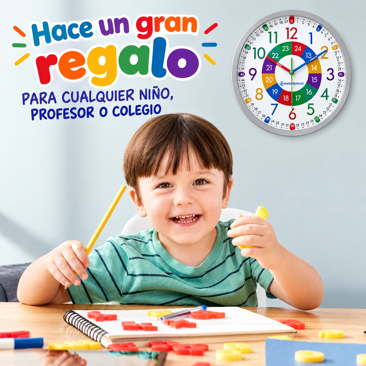 Reloj de Pared Educativo para Niños | Reloj Infantil para Aprender a Leer la Hora