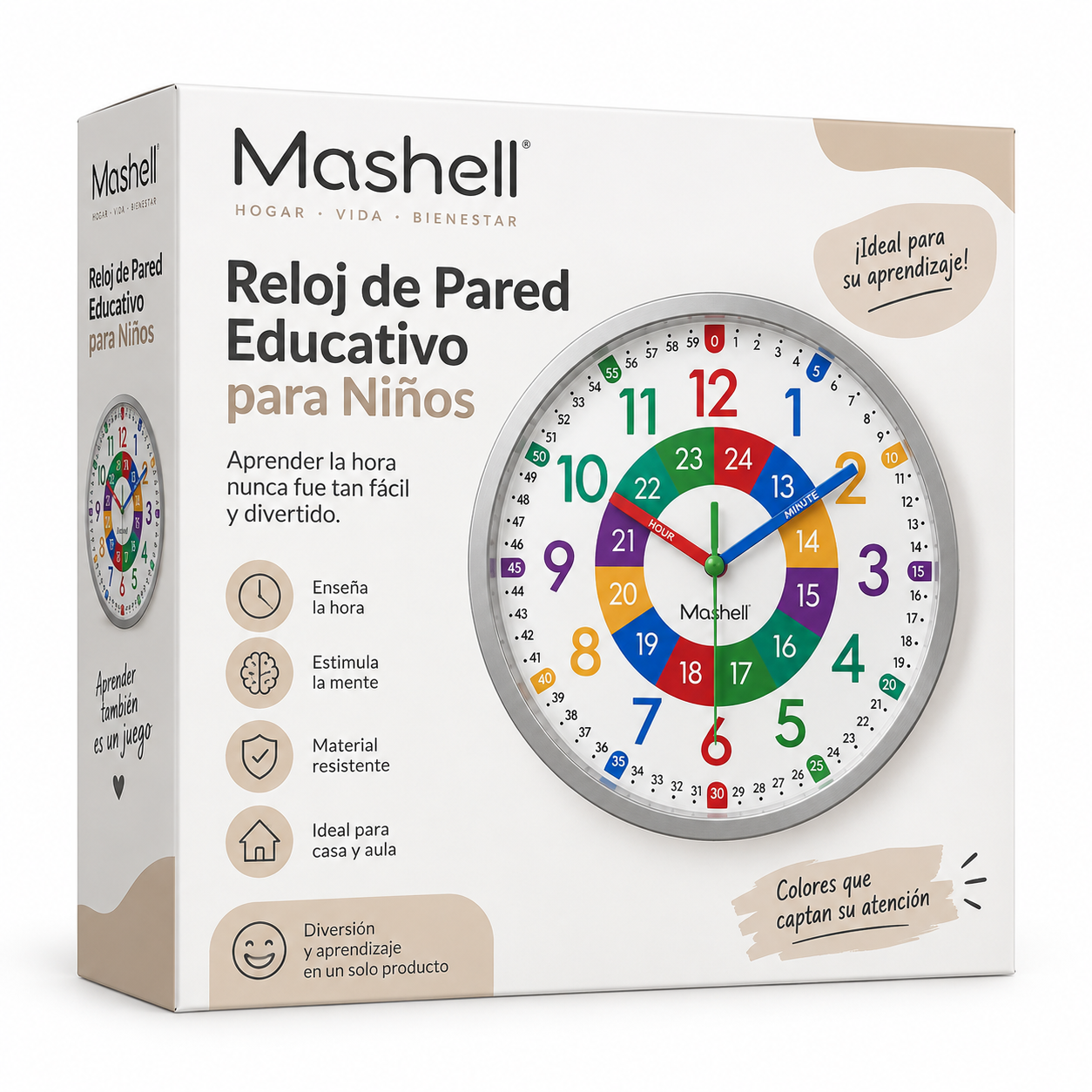 Reloj de Pared Educativo para Niños | Reloj Infantil para Aprender a Leer la Hora