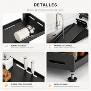 Estante para Almacenamiento de Especias de 2 Niveles Ajustable | Organizador de Cocina de Metal para Encimera