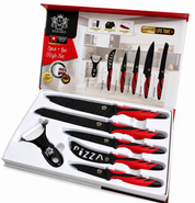 SWISS EXCELLENCE - Juego Set de Cuchillos de Cocina, Conjunto de Cuchillos Profesionales, 5 Cuchillos de Acero Inoxidable y 1 Cuchillo Pelador de Verduras.