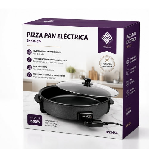 Sartén Paellera Eléctrica Antiadherente 40CM - Multicazuela con Termostato Ajustable 240ºC - Plancha Eléctrica para Cocinar sin Esfuerzo - Sartén con Tapa de Cristal para Cocción