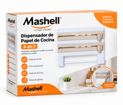 Portarrollos de papel de cocina de pared cuatro en uno (embalaje de plástico), dispensador de film transparente multifuncional