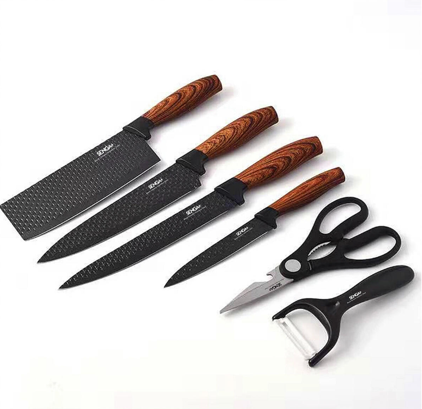 LIEKY | Juego de Cuchillos de Cocina de Acero Inoxidable (6 Piezas) | Set Completo con Mangos Ergonómicos Antideslizantes